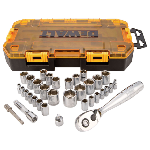 Product image for DeWalt DWMT73804 34pc Socket Set, 1/4" & 3/8" Drive