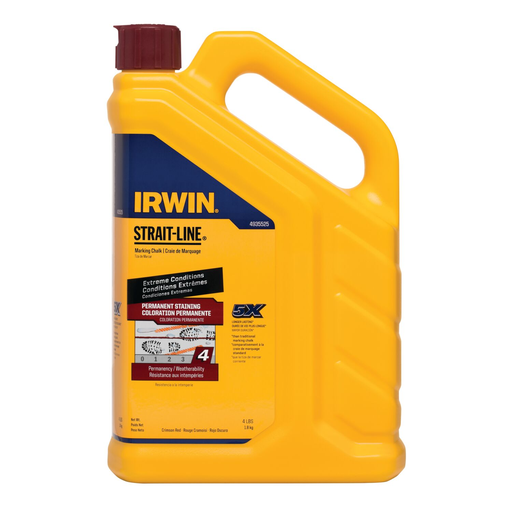 IRWIN Strait-Line Marking Chalk, Permanent Staining, Crimson Red, 4 Lbs