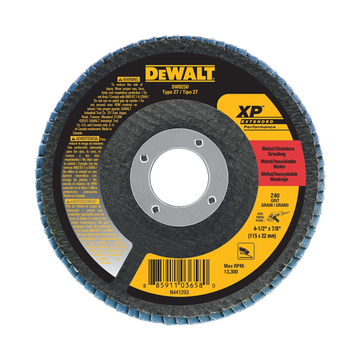DEWALT 4-1/2" x 7/8" 40g XP Flap Disc Contaminant-Free
