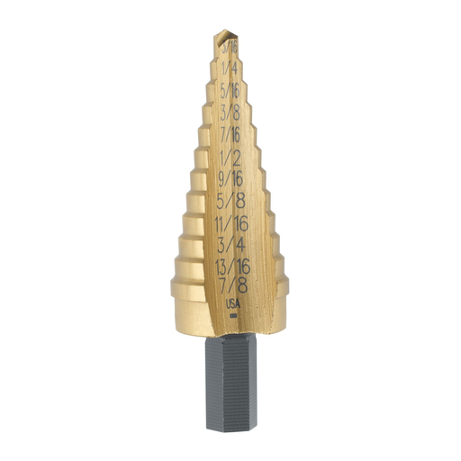IRWIN Step Drill Bit, 3/16-Inch To 7/8-Inch, Titanium Nitrate, 3/8-Inch Shank