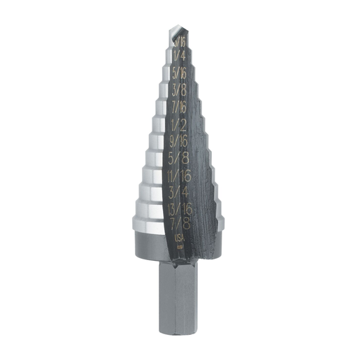 IRWIN Step Drill Bit, 3/16-Inch To 7/8-Inch, 3/8-Inch Shank