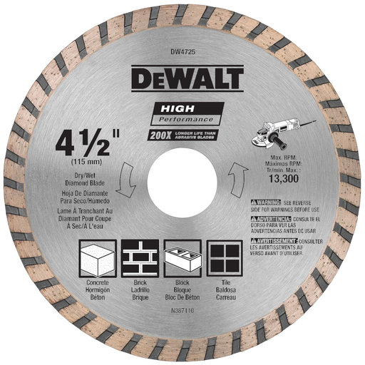 Product image for DeWalt DW4725 4-1/2IN HIGH PERFORMANCE