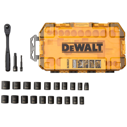 Product image for DeWalt DWMT74738 3/8" 6 pt. Impact Socket Set, Metric and Imperial, 23 piece