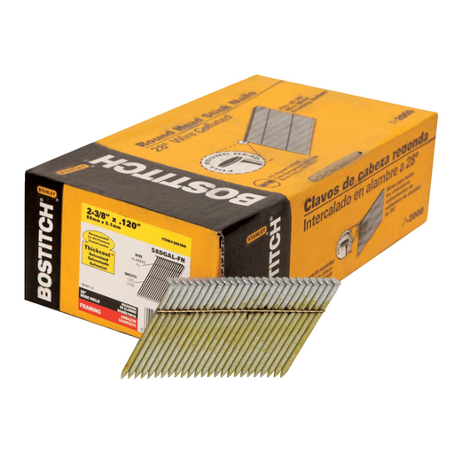 BOSTITCH 28 Degree 2-3/8-Inch By .120-Inch Wire Weld Galvanized Framing Nails (2,000 Per Box)