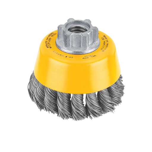 Product image for DeWalt DW4910 3" x 5/8"-11 HP .020 Carbon Knot Wire Cup Brush