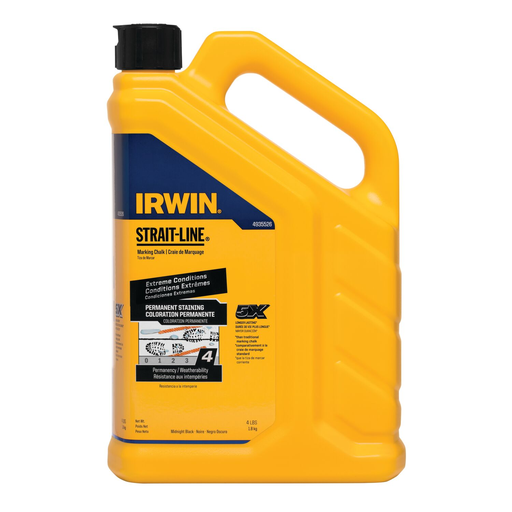 IRWIN Strait-Line Marking Chalk, Permanent Staining, Midnight Black, 4 Lbs