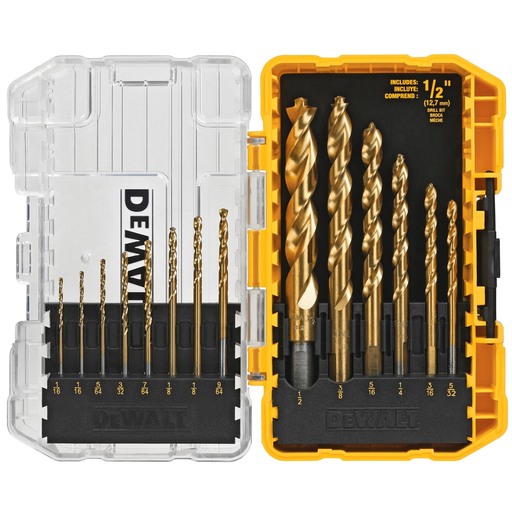 Product image for DEWALT DW1354 14-Piece Pilot Point Titanium Drill Bit Set