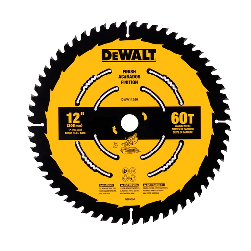 DEWALT 12 In Carbide Circular Saw Blade 60 Tooth with 1 in Arbor For Finishing (1 Pack)