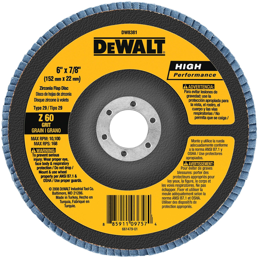 Product image for DIT DW8381 6X7/8IN 60G T29 FLAPDISC