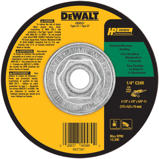 Product image for B&D DW4551 4-1/2 X 1/4 X 5/8IN-11 M