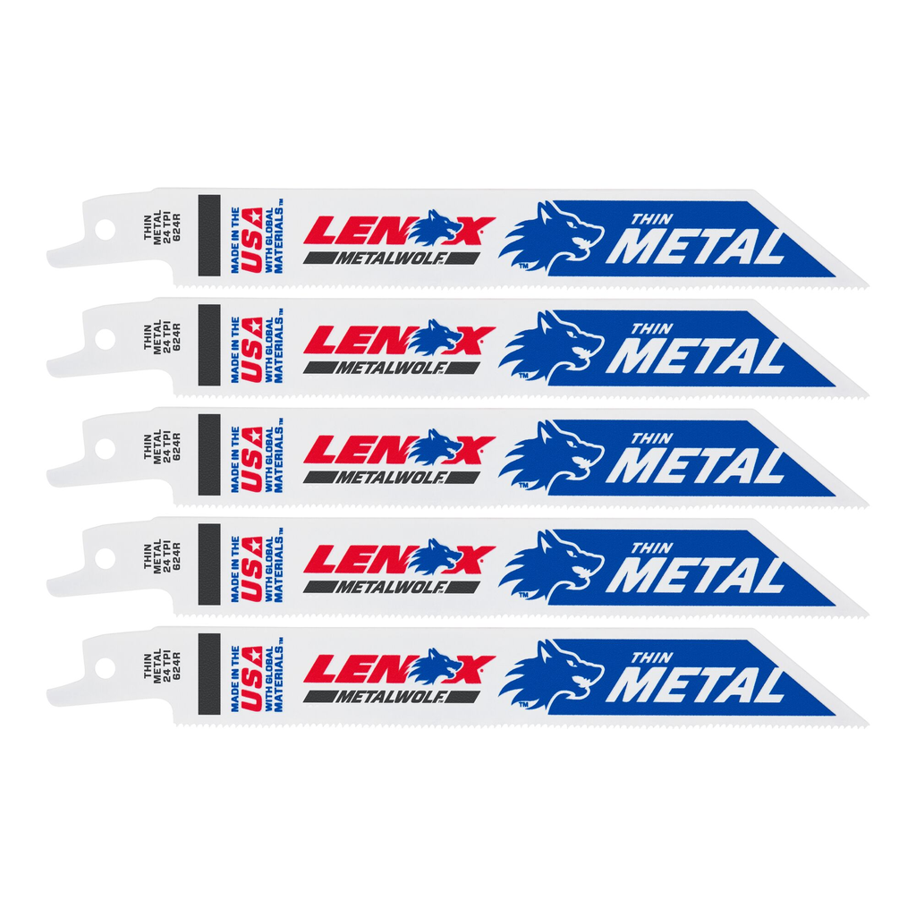 Product image for Lenox 20568-624R 6" x 3/4" x .035 x 24TPI Bi-Metal Reciprocating Saw Blade (5/Pkg)