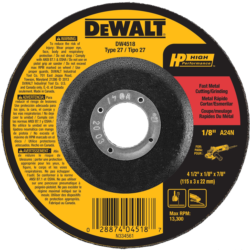 Product image for DeWalt DW4518 Metal Grinding Wheel
