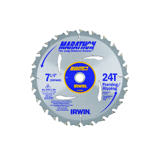 Irwin Marathon 7-1/4 In. 24-Tooth Framing/Ripping Circular Saw Blade