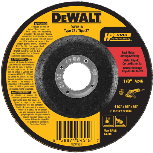 Product image for DeWalt DW4518 Metal Grinding Wheel