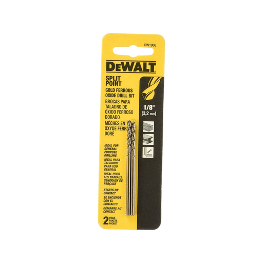 Product image for DEWALT DW1908 1/8 Inch Diameter 1.62 Inch Flute Length Split Pilot Point Drill Bit