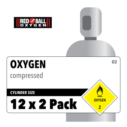 Oxygen, 12 x 2 Pack, 2.00, Industrial, 99.00%, High Pressure Steel (HPS), CGA 540