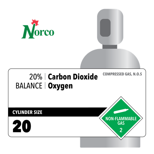 20% Carbon Dioxide, BALANCE Oxygen, 20, Food Grade, Steel (S), CGA 296