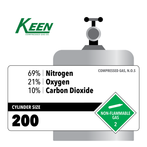 69% Nitrogen, 21% Oxygen, 10% Carbon Dioxide, 200, Specialty, 210 ft3, Ultra High Pressure Steel (UHPS), (V) - CGA 590