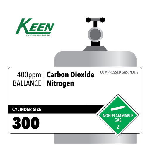 400ppm Carbon Dioxide, BALLANCE Nitrogen, 300, Certified Standard, High Pressure Steel (HPS), (V) - CGA 580