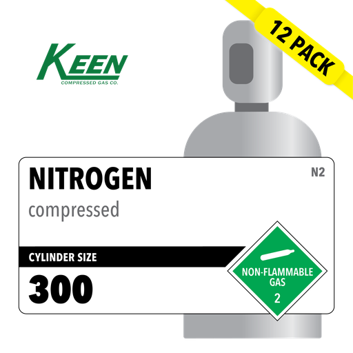 Nitrogen, 300, High Purity, GRADE 5.0, 300 ft3, High Pressure Steel (HPS), CGA 580, 12 Pack