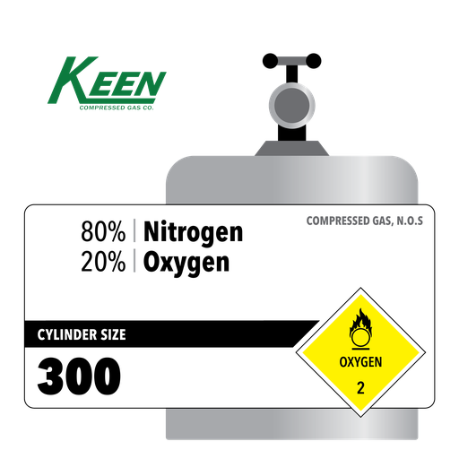 80% Nitrogen, 20% Oxygen, 300, Lab & Spec, 304 ft3, High Pressure Steel (HPS), (V) - CGA 590
