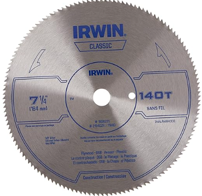 IRWIN 7-1/4 STEEL CIRCULAR SAW BLADE 140T