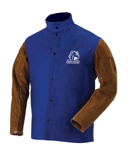 FR Cotton & Cowhide Hybrid Welding Jacket, Royal Blue