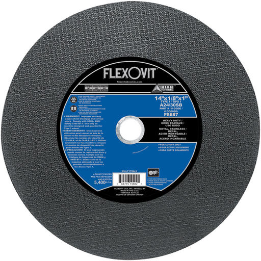 Flexovit A24/30SB Cut-Off Wheel, 14" x 1/8" x 1" Type 1