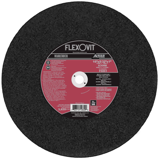 Flexovit A30RB Cut-Off Wheel, 16" x 5/32" x 1" Type 1