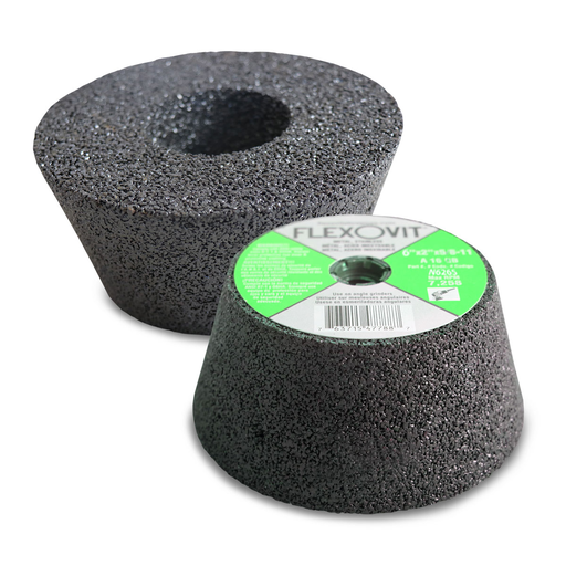 Flexovit N6265 HIGH PERFORMANCE 6 Inch x 2 Inch x 5/8 Inch Arbor Type 11 Zirconia Resin Cupstone