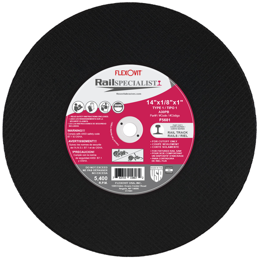 Flexovit A30PB Cut-Off Wheel, 14" x 1/8" x 1" Type 1