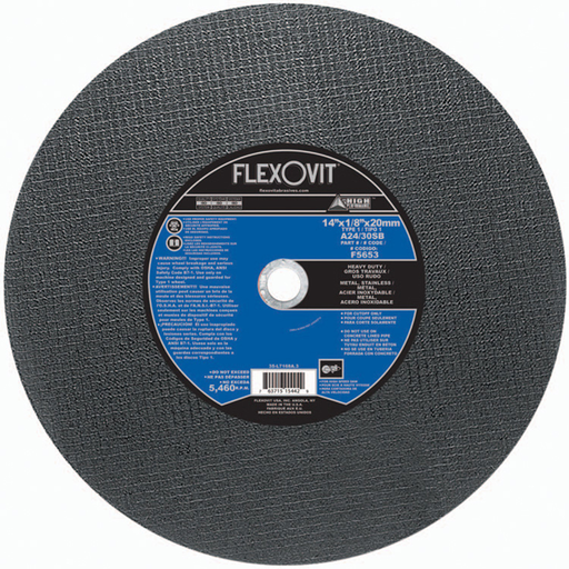 Flexovit A24/30SB Cut-Off Wheel, 14" x 1/8" x 20mm Type 1