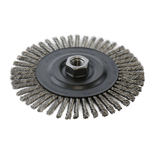 Flexovit C1120 Stainless Steel Wire Wheel Brush 6-1/2 Inch x 1/4 Inch x 5/8-11, .020 Wire, Max RPM 12000
