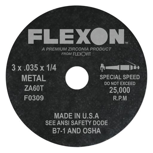 Flexovit ZA60T Cut-Off Wheel, 3" x .035" x 1/4" Type 1