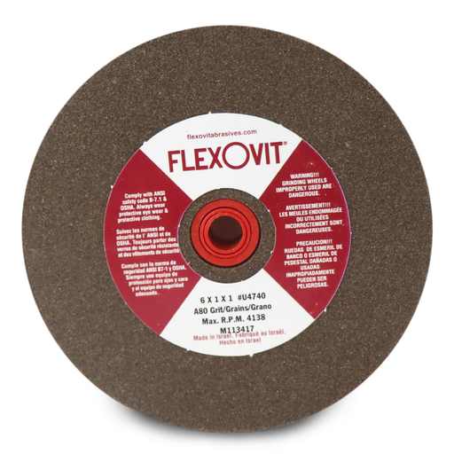 Flexovit U4640 6 Inch x 3/4 Inch x 1 Inch Type 1 Bench Grinder Wheel, A80 Grit