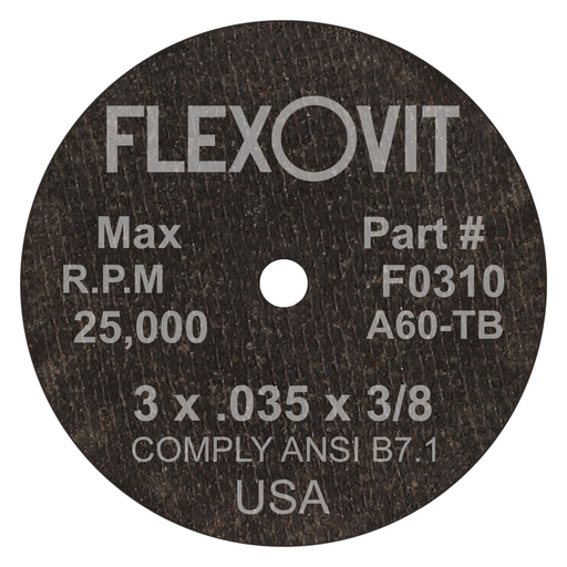 Flexovit A60T Cut-Off Wheel, 3" x .035" x 3/8" Type 1