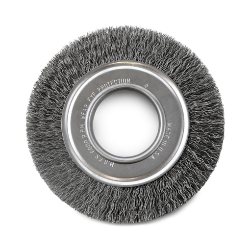 Flexovit C1010 6 Inch Carbon Steel Wire Wheel Brush, 5/8 Inch Arbor, Max RPM 6000