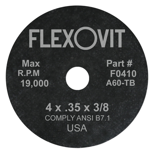 Flexovit A60T Cut-Off Wheel, 4" x .035" x 3/8" Type 1