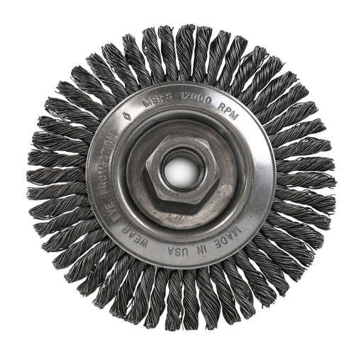 Flexovit C1270 5 Inch Carbon Wire Wheel Brush, .020 for General Purpose Cleaning, 12000 Max RPM