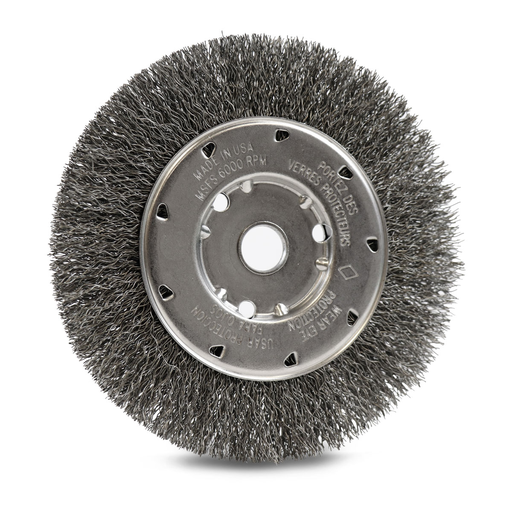 Flexovit C1030 8 Inch Carbon Steel Wire Wheel Brush, 5/8 Inch Arbor, Max RPM 4500
