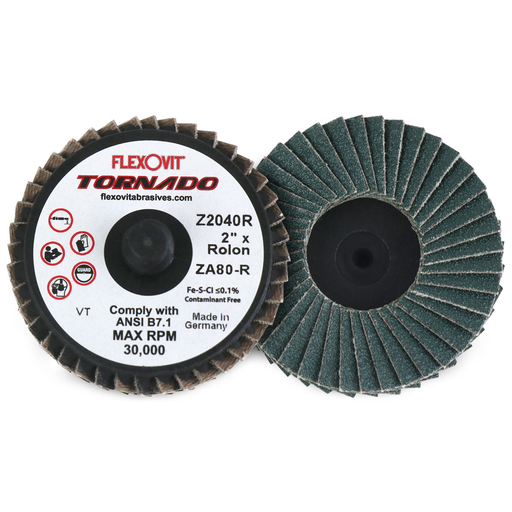 Flexovit® Tornado® 2" Rolon Type R ZA80-R Quick Change Flap Disc