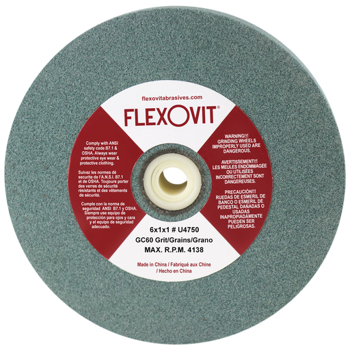 Flexovit U4750 Bench Grinder Wheel GC60 High Performance 6x1x1 Grinding Wheel