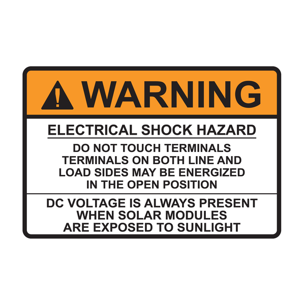 Product image for Hellermann Tyton 596-00496 3.75 x 2.5 Inch Orange/White Vinyl Warning Pre-Printed Solar Installation Label