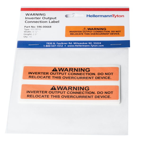 Product image for TYN 596-00668 WARNING INV OUTPUT CO