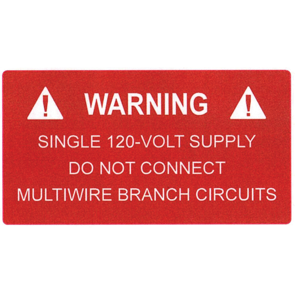 Product image for TYN 596-00325 WARNING 120VOLT SUPPL