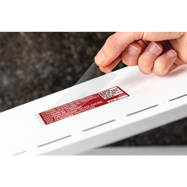 Product image for Hellermann Tyton 596-00242 4.2 x 2.25 Inch Clear Acrylic Printable Solar Installation Label