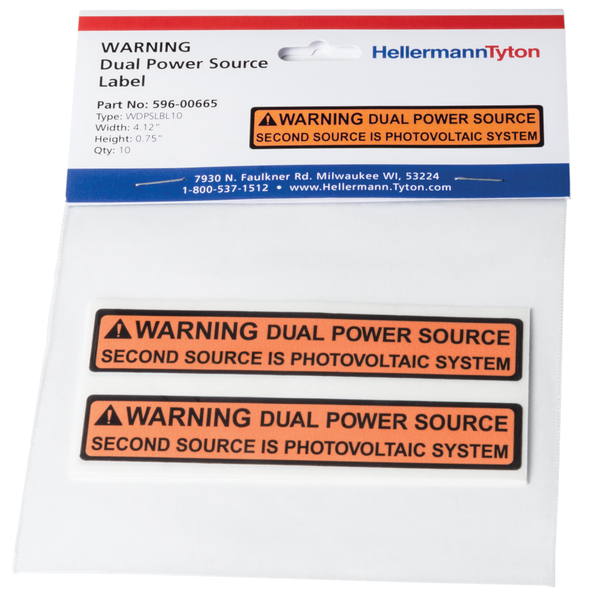 Product image for Hellermann Tyton 596-00231 4.12 x 0.75 Inch Red Vinyl Warning Pre-Printed Solar Installation Label