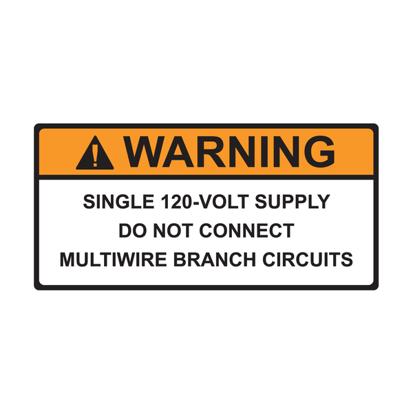 Product image for TYN 596-00591 WARNING 120VOLT SUPPL