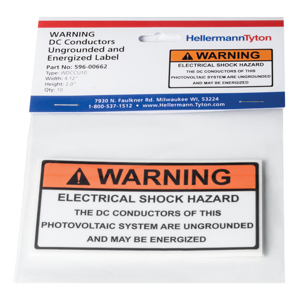 Product image for TYN 596-00662 WARNING DC COND ENG 1