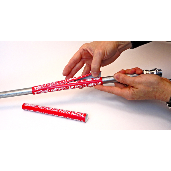 Product image for Hellermann Tyton 596-00208 7.25 x 5 Inch Clear Vinyl Warning Pre-Printed Reflective Solar Circuit Marker